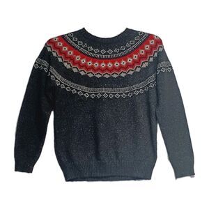 Weatherproof Vintage Women's Black Fair Isle Pullover Sweater Size Small